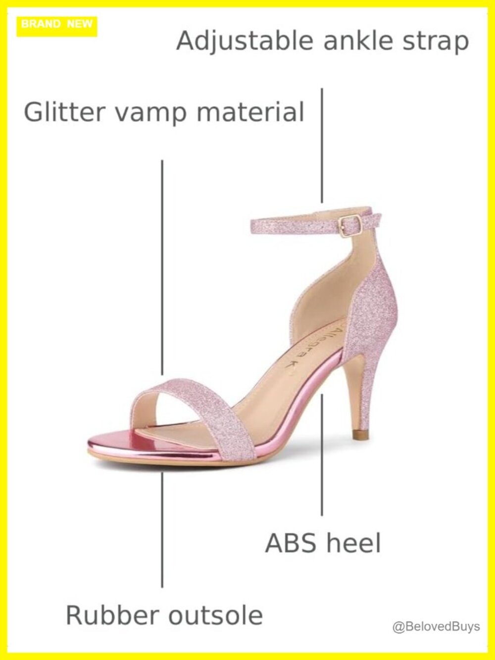 Glitter Ankle Strap Stiletto Heel Open Toe Sandals Party Evening